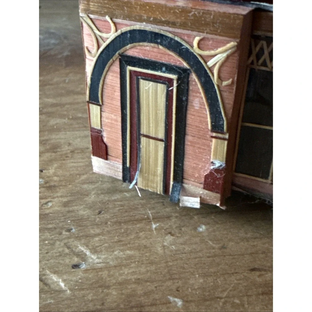 Vintage Chinese Balsa‎ Wood Straw House Trinket Box Philadelphia Meow Reo